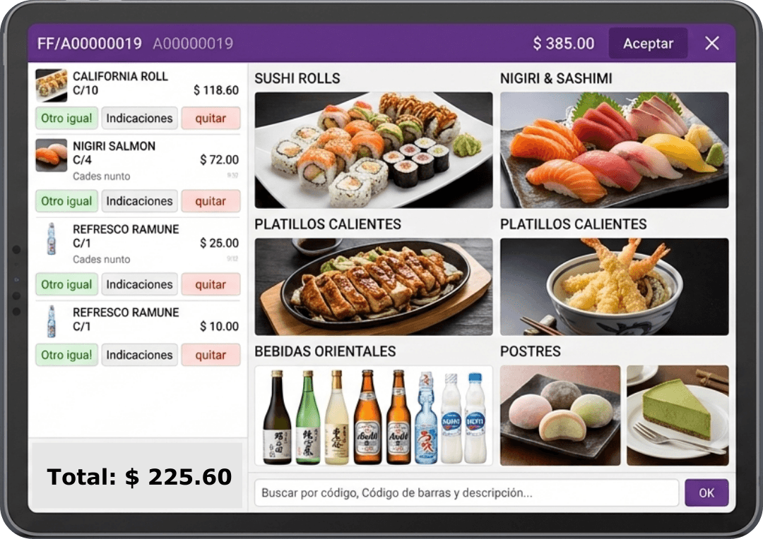 Punto de venta Déminus V12 (MaxiPOS) para restaurantes